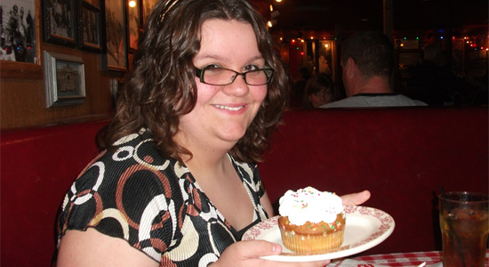 Sarah and her cupcake