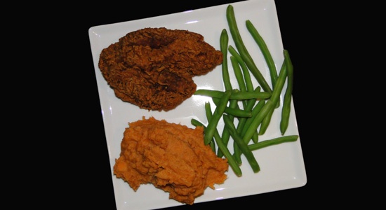 Fried Chicken, Green Beans and Sweet Potatoes