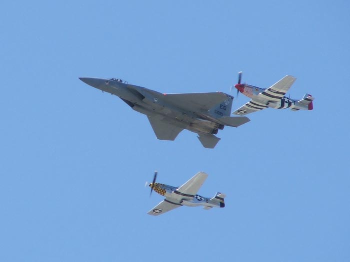 F-15 Eagle and P-51 Mustangs